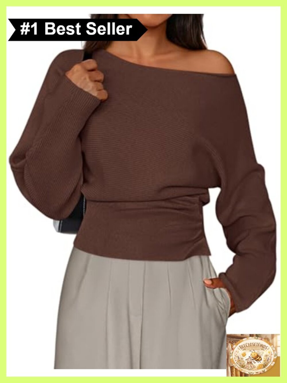 PRETTYGARDEN Off Shoulder Sweater Ribbed Knit Pullover Top